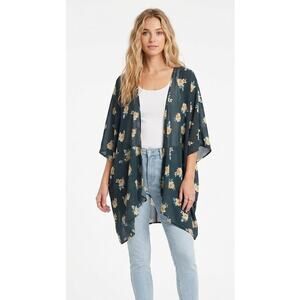 Speed Limit Women's Open Front Kimono Floral Lightweight Layering Piece Summer